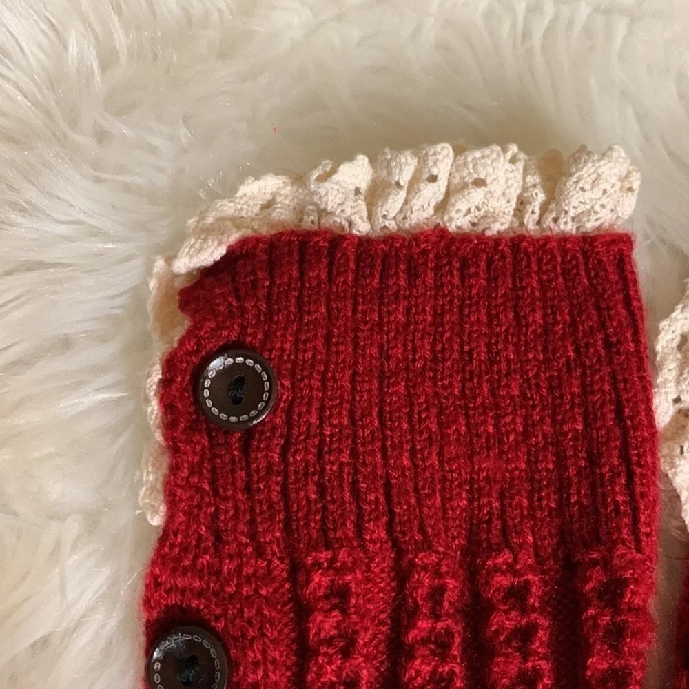2 Pair boot toppers / cuffs 1 red, 1 black